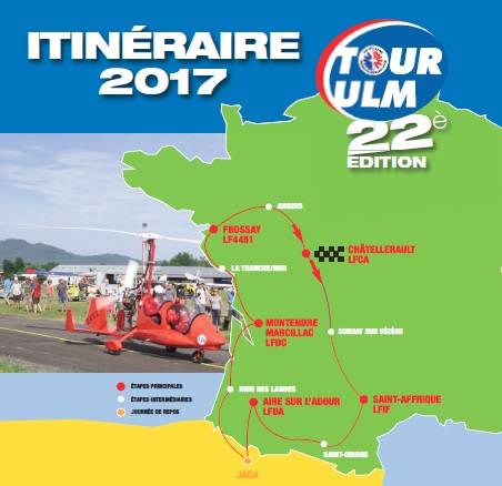 Carte du parcours du Tour ULM 2017